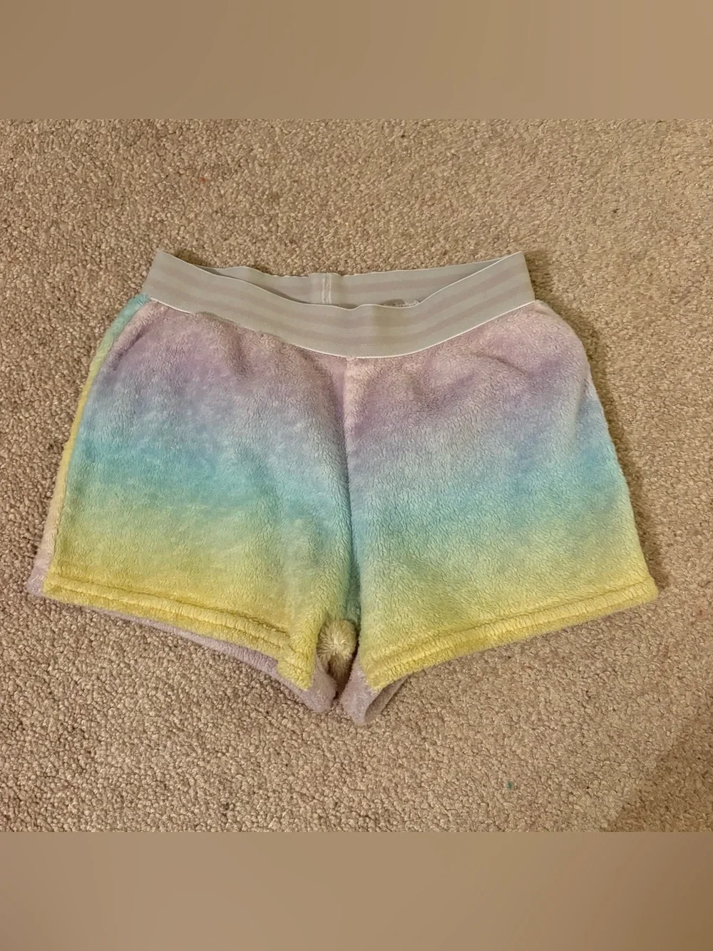 More Than Magic Pastel Ombre Plush Shorts - Yellow Blue Purple size small 6/6x